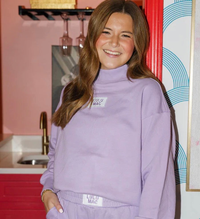 LULUMAC-1001 LONGSLEEVE TERRY CLOTH TOP- LAVENDER MOCKNECK