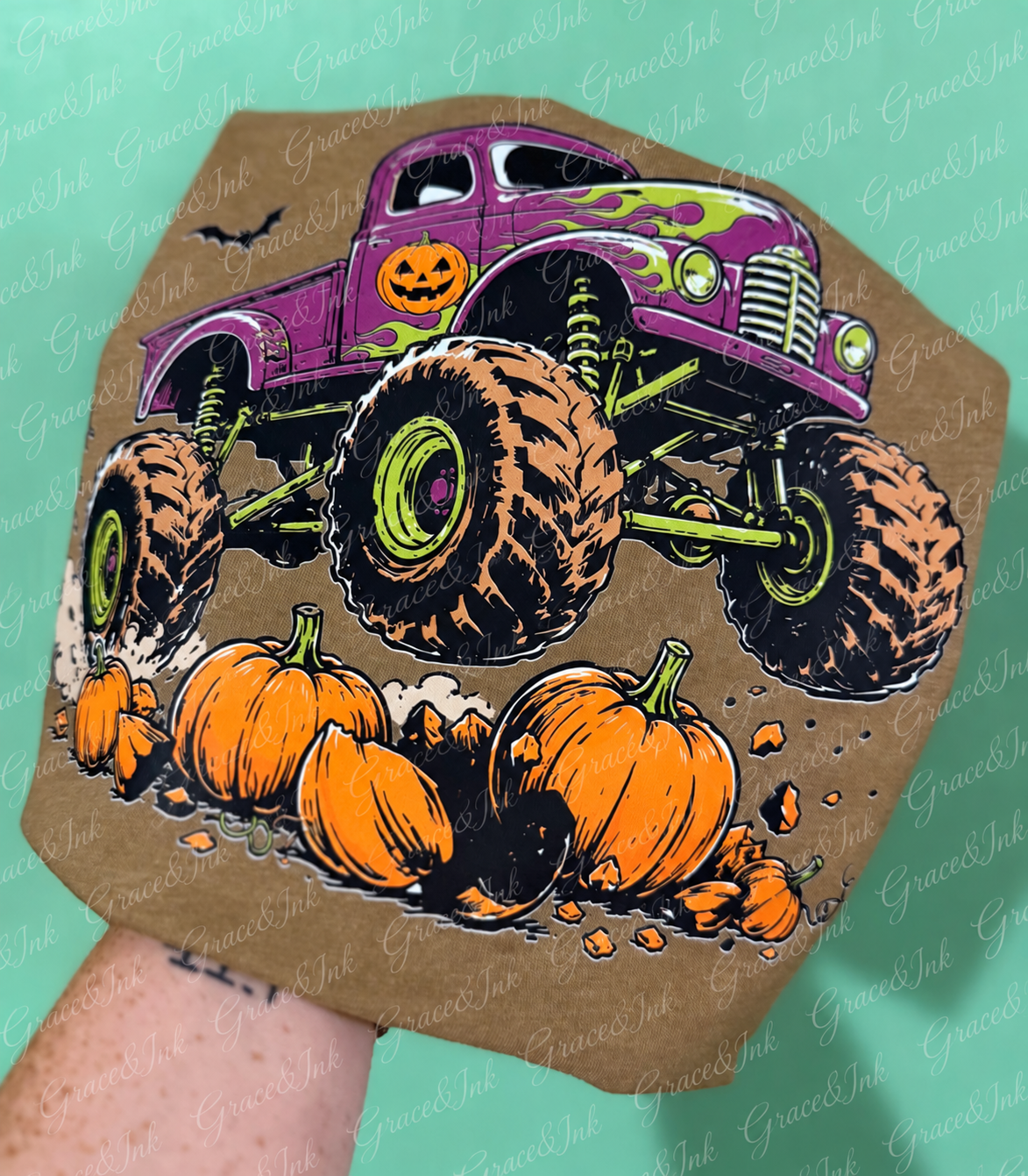 Pumpkin Monster Truck Tee Kids Youth