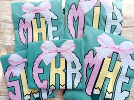 Pencil Monogram Girl Youth Tee