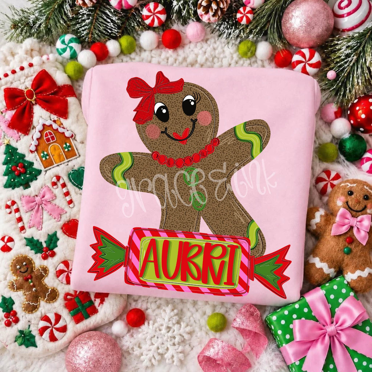 Girl Christmas Gingerbread Tee SP