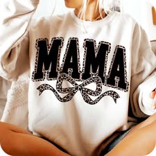 Mama Leopard Black Bow Gildan Sweatshirt