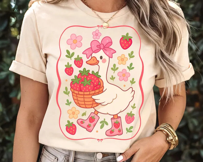 Strawberry Goose Gildan Tee