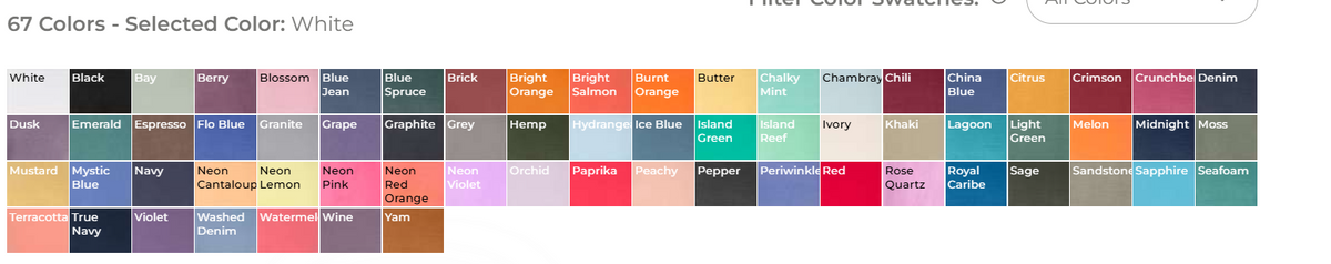 Comfort Colors Color Chart