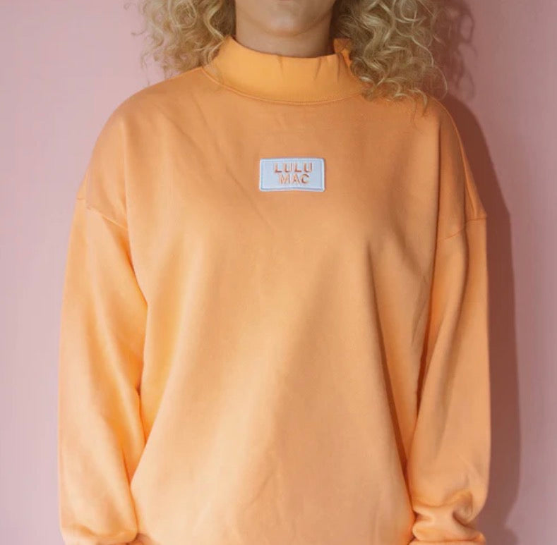 LULUMAC-1001 LONGSLEEVE TERRY CLOTH TOP- ORANGE MOCKNECK