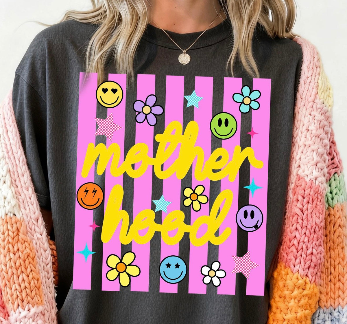 Motherhood preppy stripes Gildan Tee