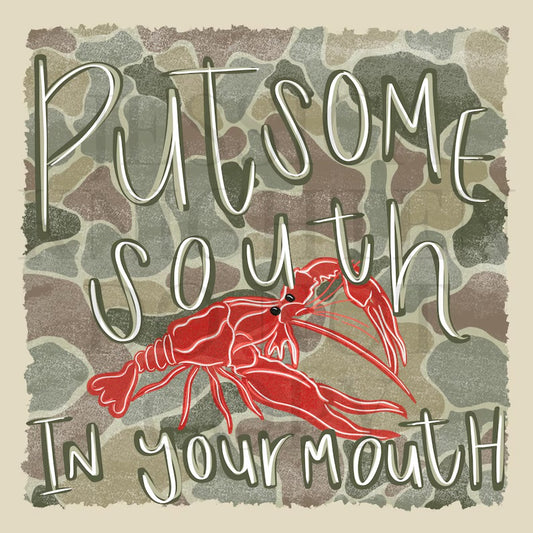 Put Some South In Your Mouth Crawfish Camo 🦞 Gildan Tee
