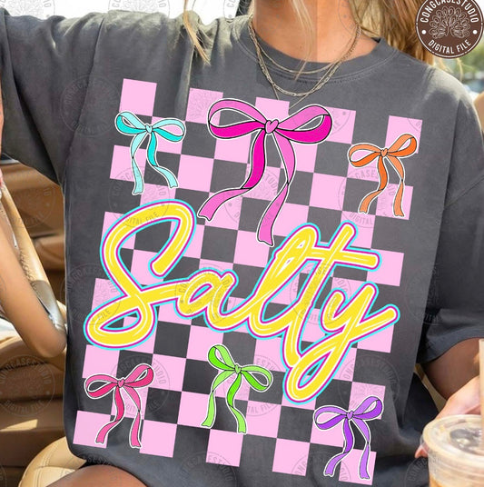 Salty Checkered BowsGildan Tee