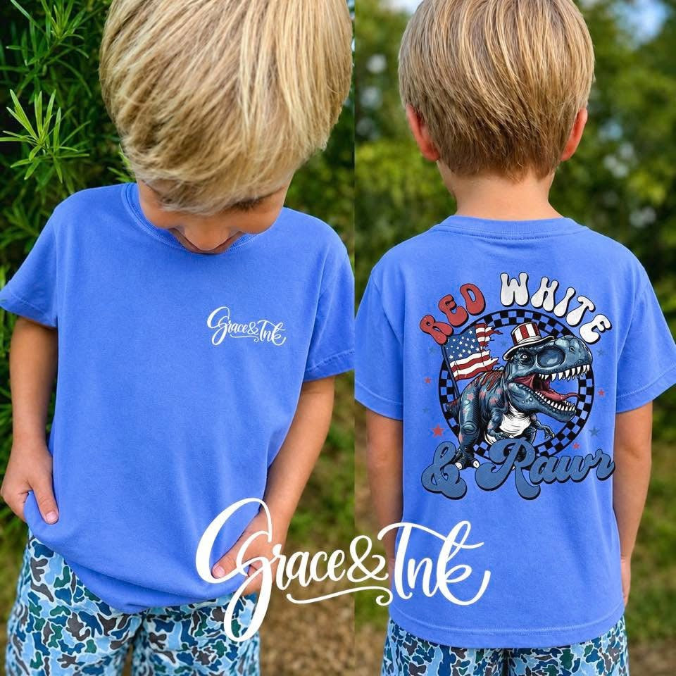 Red White Dino  Camo Youth-Toddler Tee