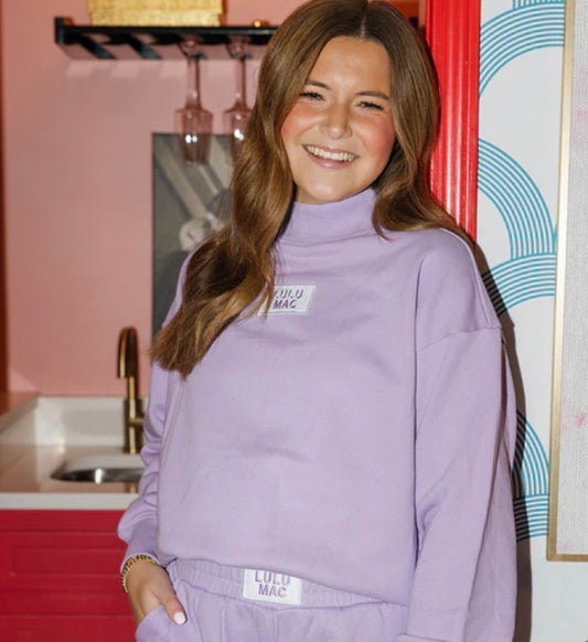 LULUMAC-1001 LONGSLEEVE TERRY CLOTH TOP- LAVENDER MOCKNECK