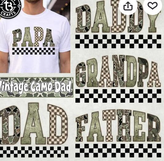 Dad Camo Check   Gildan Tee