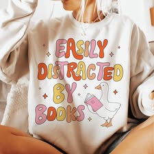 Easily Distracted By Books Gildan Tee