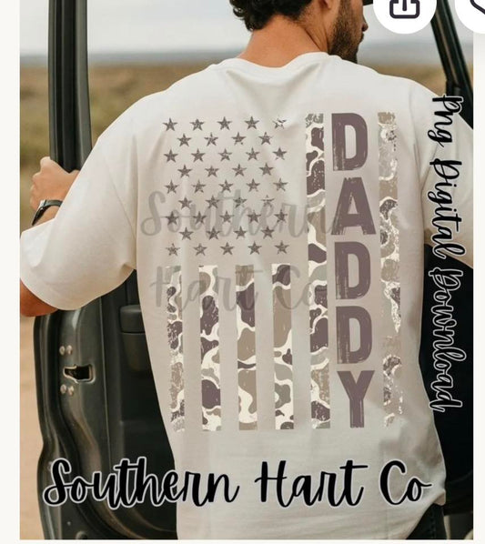 Daddy Camo Flag  Gildan Tee