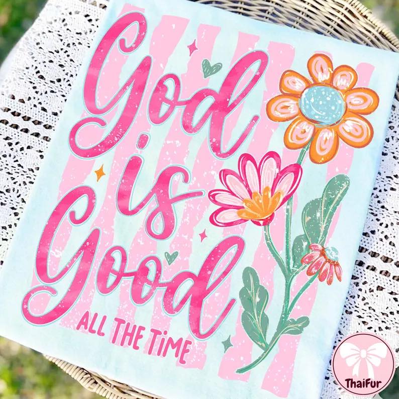 God Is Good Floral Gildan Tee