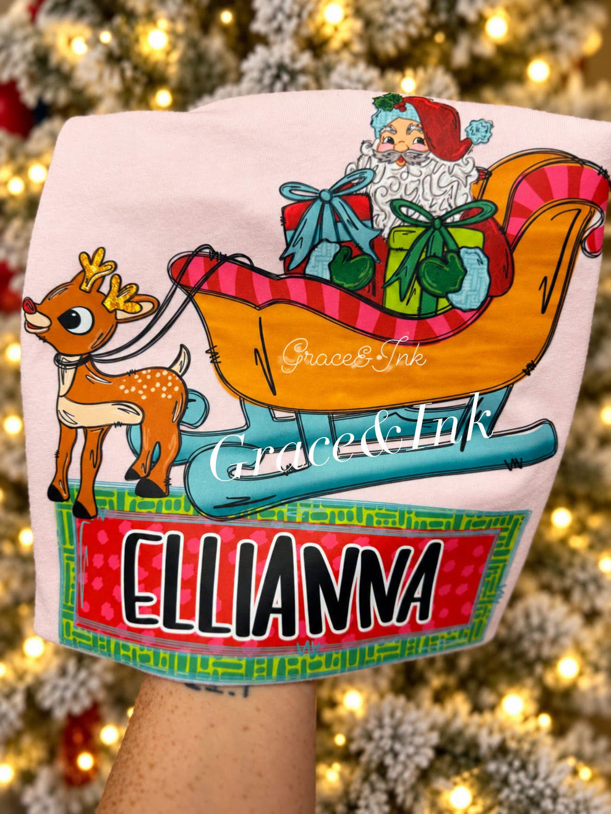 Santa Sleigh  Custom Tee Girl