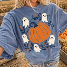Ghost Floral Pumpkin Gildan Tee
