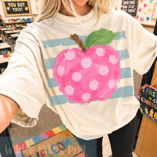 Blue Striped Pink Apple Dots CC Tee