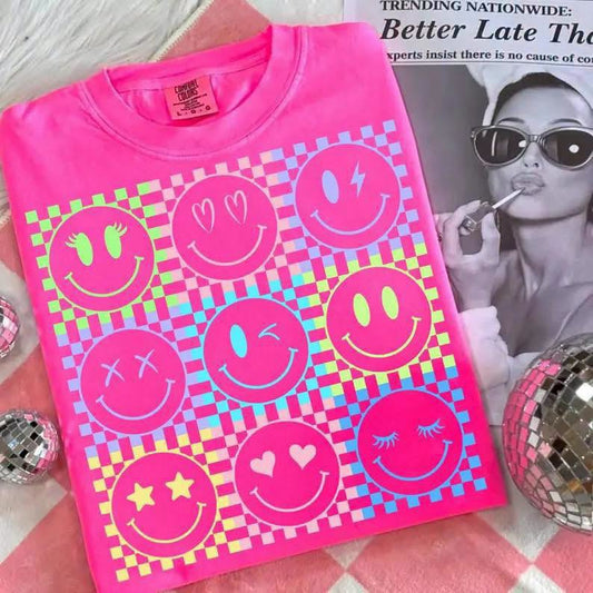 Smiley Check Collage Youth Tee