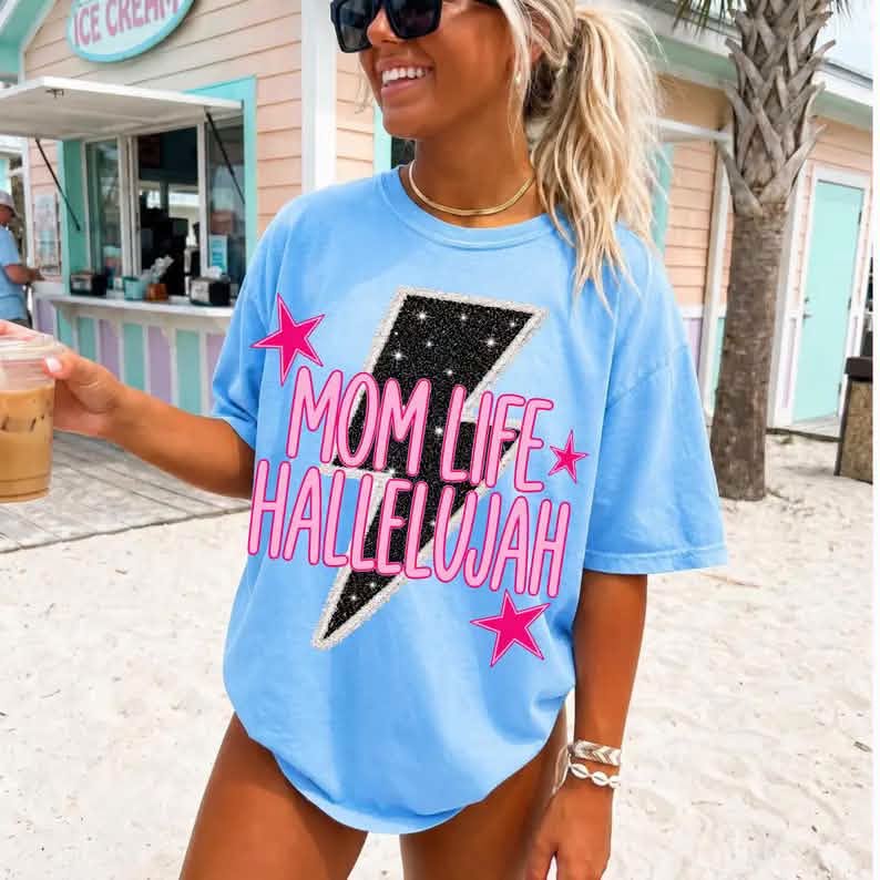 Mom Life Hallelujah Bolt    CC Tee
