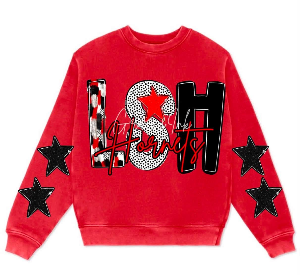 LS Hornets   Gildan Sweatshirt Poppy