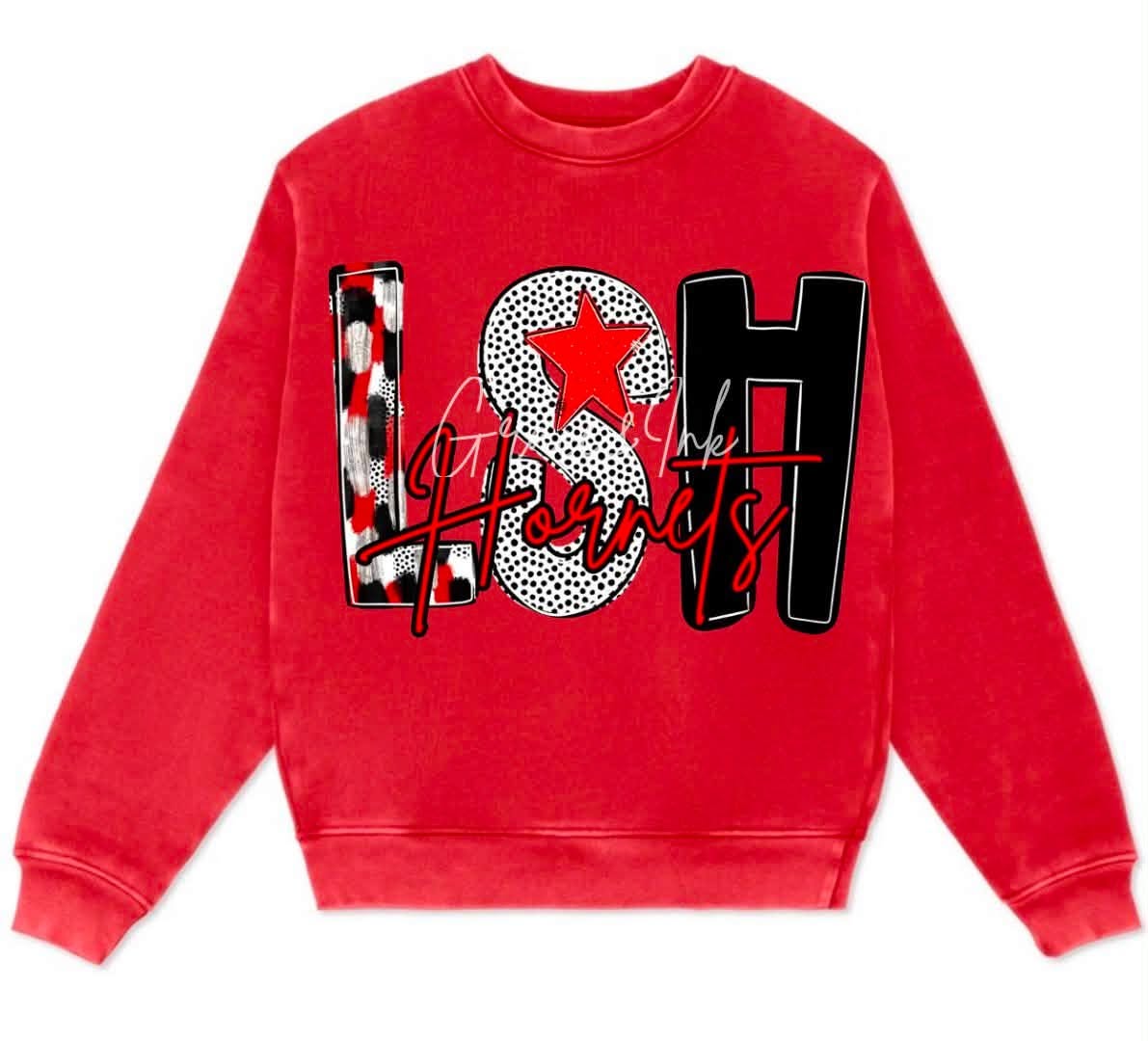 LS Hornets   Gildan Sweatshirt Poppy