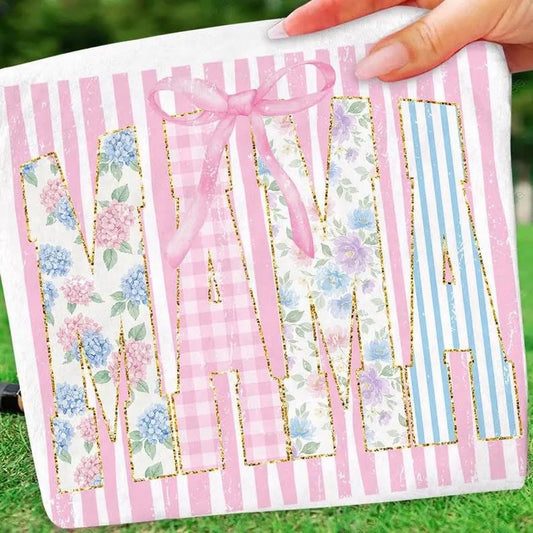 Mama Floral Stripes Bow Gildan Tee