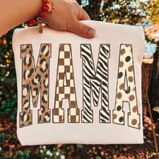 Mama Leopard Check Zebra Dot Gildan Sweatshirt