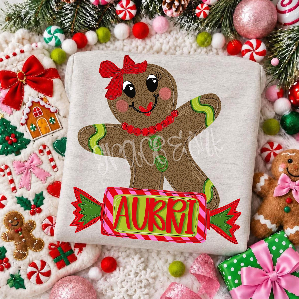 Girl Christmas Gingerbread Tee SP
