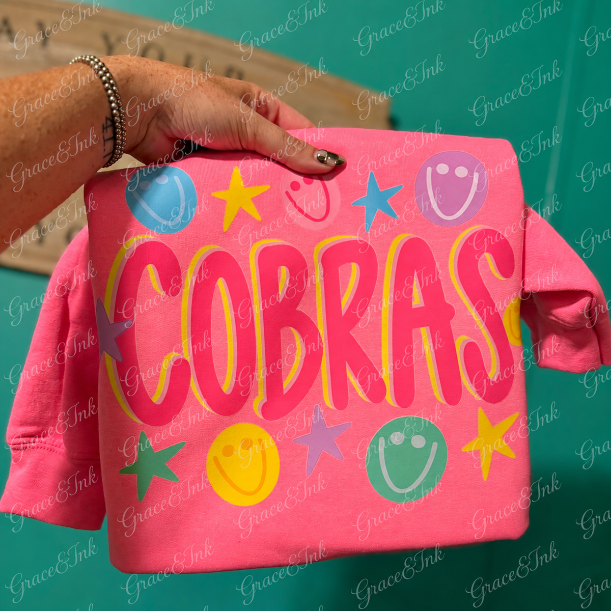 Cobras Preppy Smiley Star  Sweatshirt
