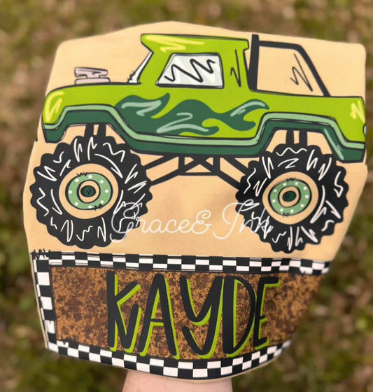 Boys Green Monster Truck Youth-Toddler Tee