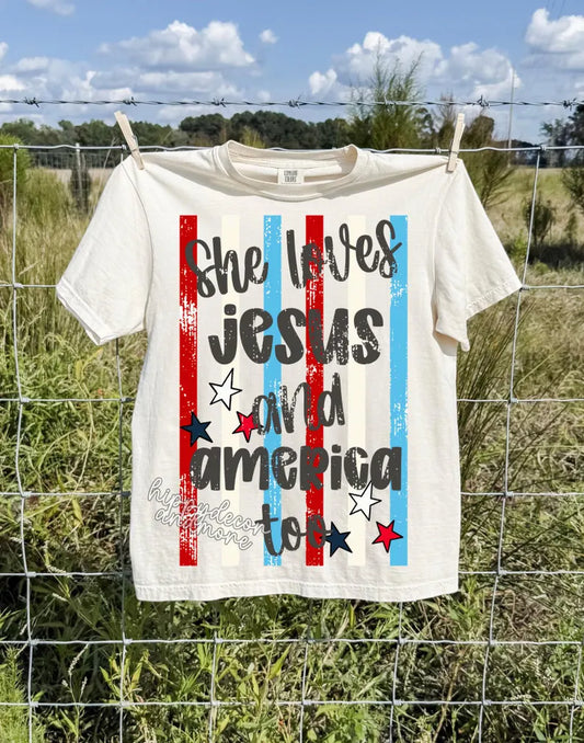 Loves Jesus and America 🇺🇸 Gildan Tee
