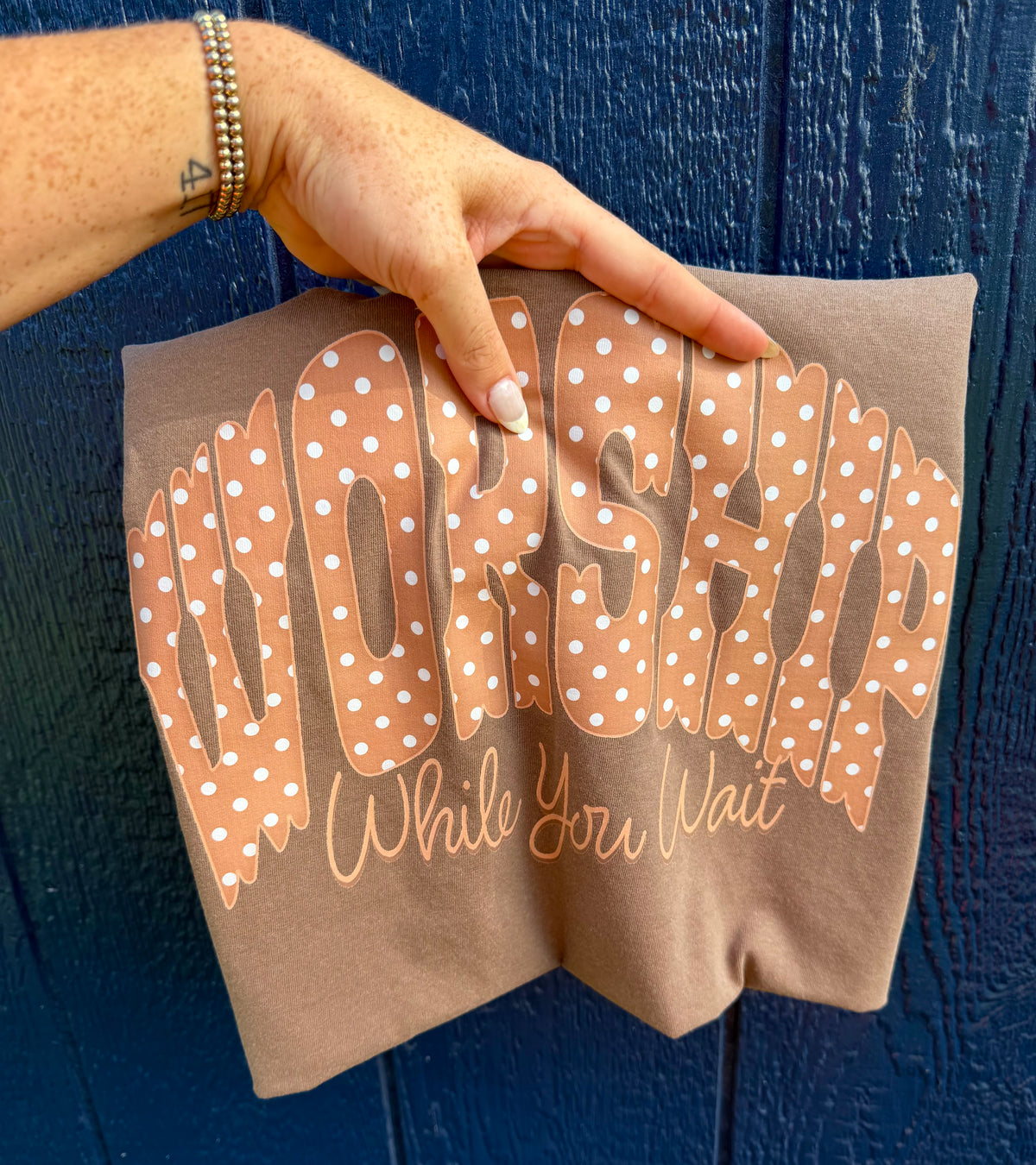 Worship While You Wait Dots  CC Tee