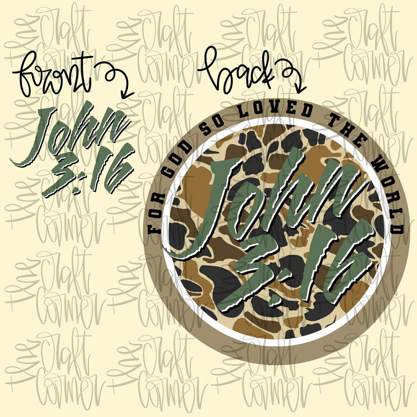 John 3:16 Camo  Gildan Tee