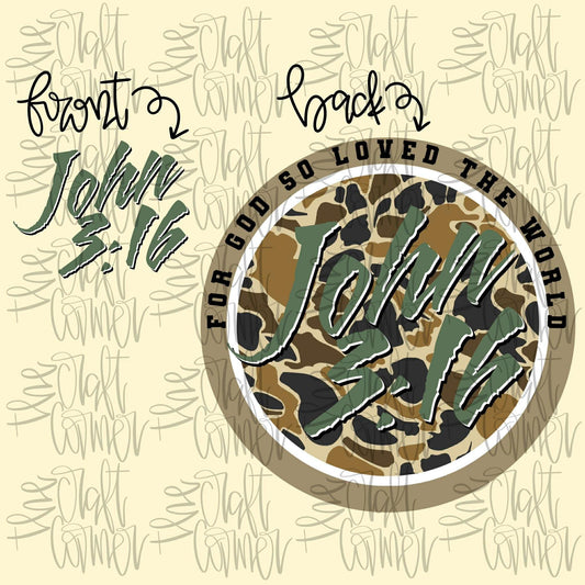 John 3:16 Camo  Gildan Tee