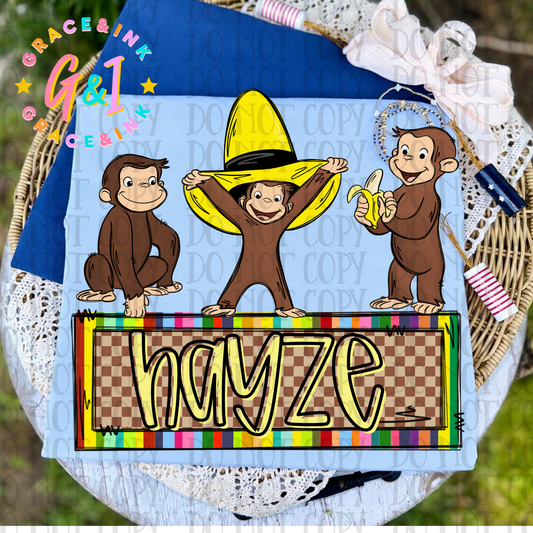 Curious Monkey  Tee Kids Youth