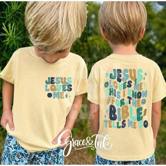 Jesus Loves Me Distressed Youth-Toddler Tee