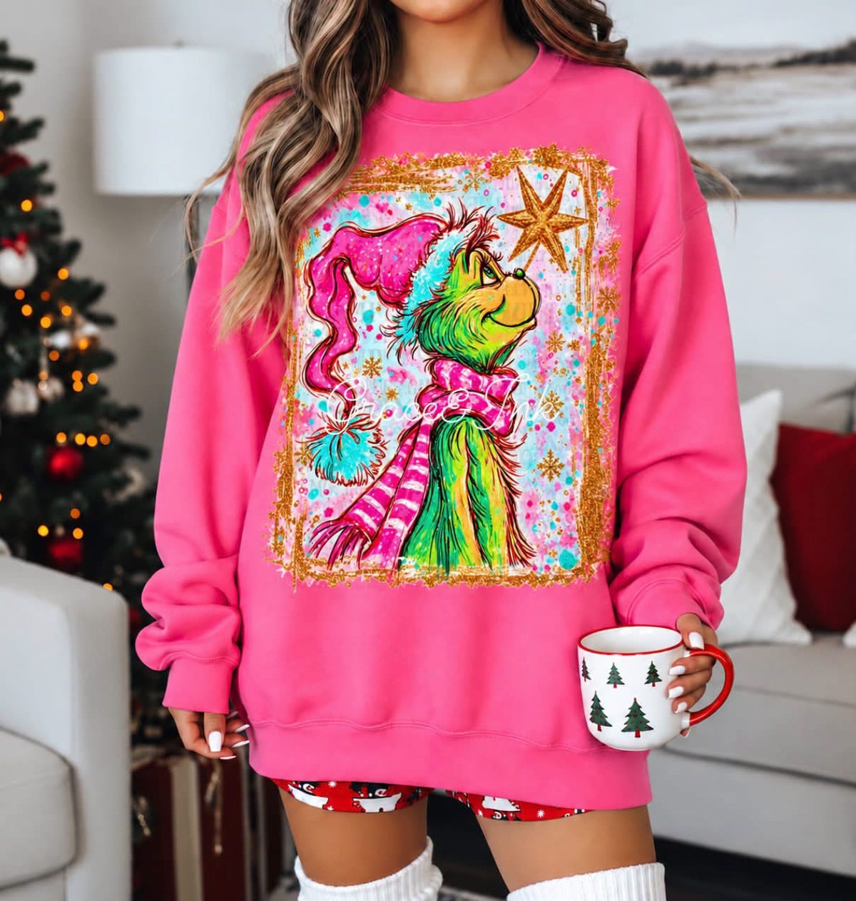 Green Guy Star Gaze   Gildan Long Sleeve
