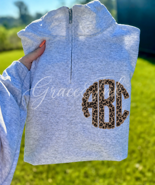 Leopard Tan Monogram Custom  QZip