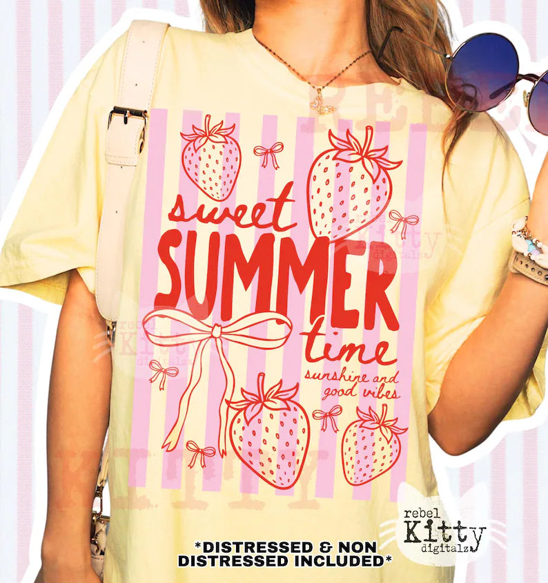 Sweet Summertime Stripes  Gildan Tee