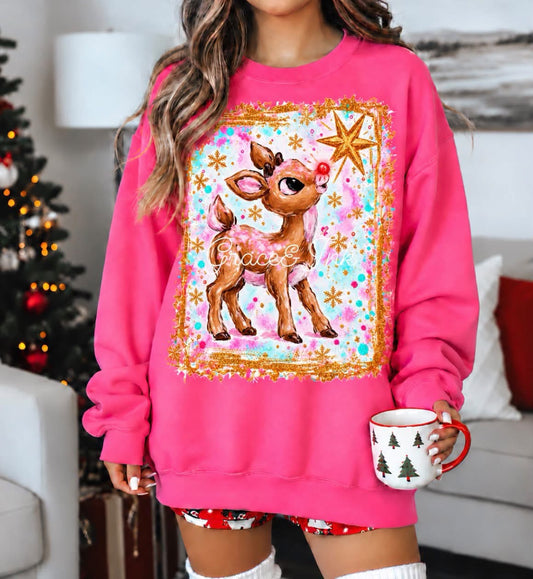 Reindeer Star Gaze   Gildan Long Sleeve