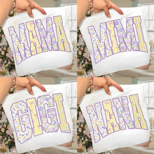 Purple Yellow Lace Name  Gildan Tee
