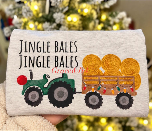 Jingle Bells Tractor  Tee Boy Ash Grey