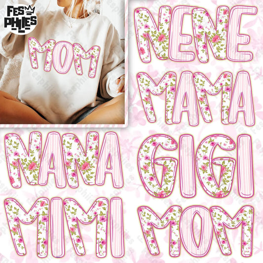 Pink Floral Names Gildan Tee