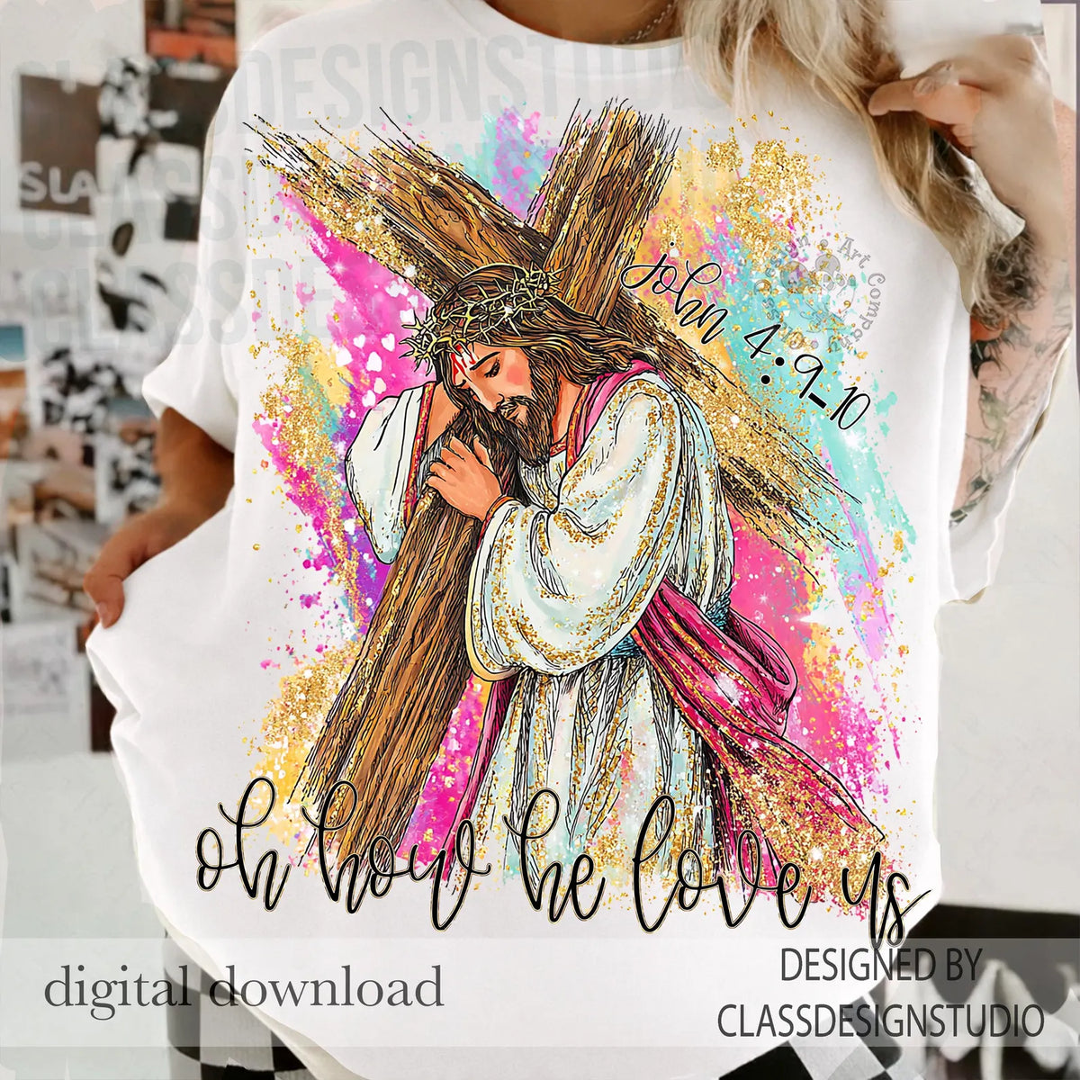 OH How He Loves Watercolor  Gildan Tee
