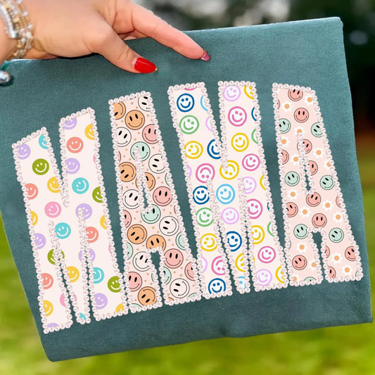 Preppy Lace Mama Smiley CC Tee