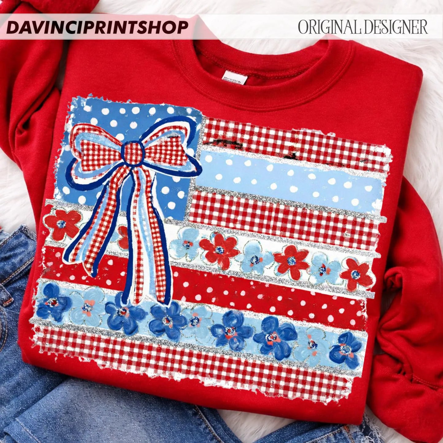 Floral Patriotic Flag CC Tee