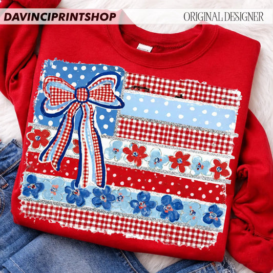 Floral Patriotic Flag CC Tee