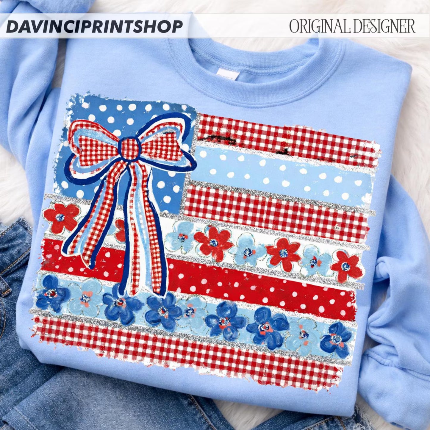 Floral Patriotic Flag CC Tee